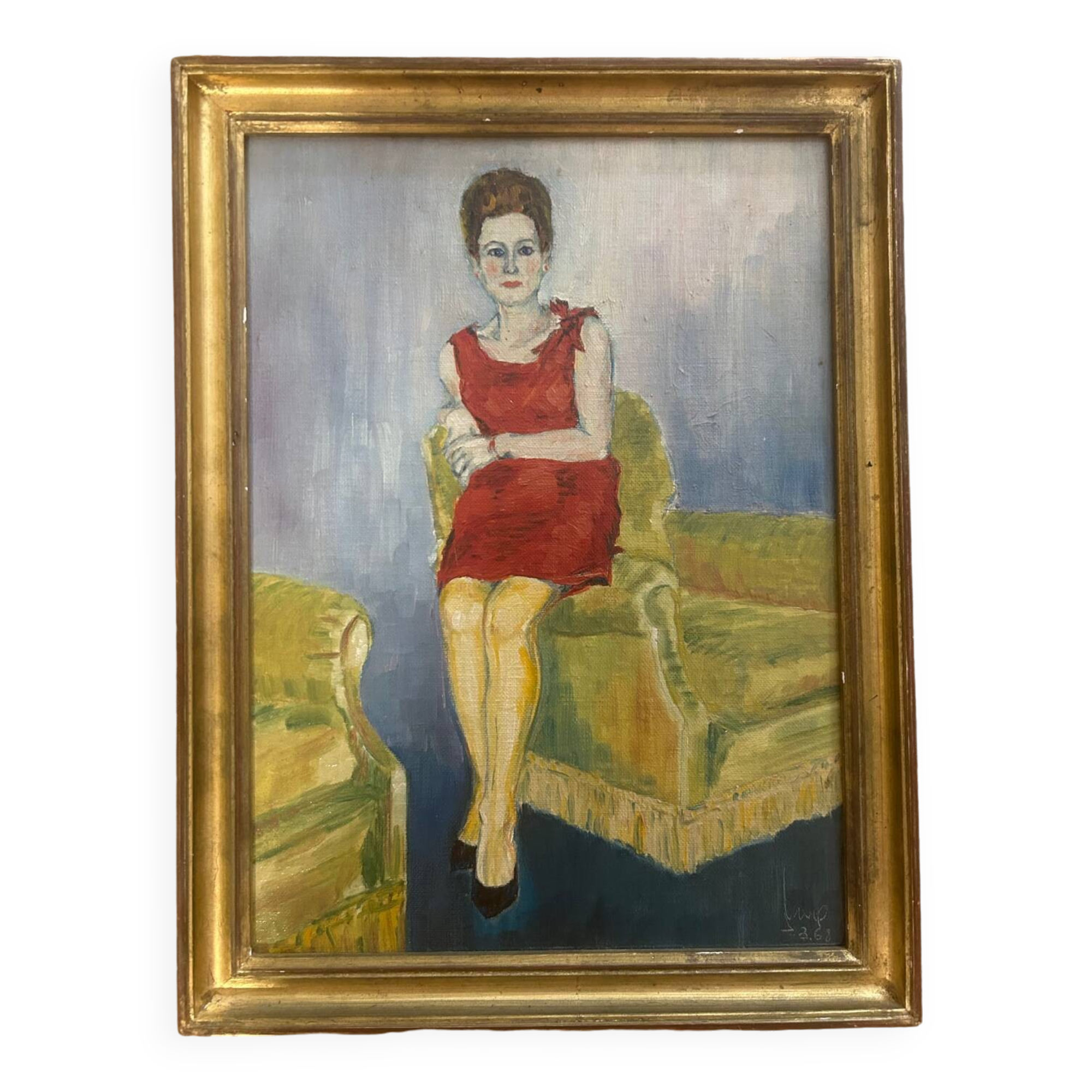 Petit tableau encadré de femme 1960’s