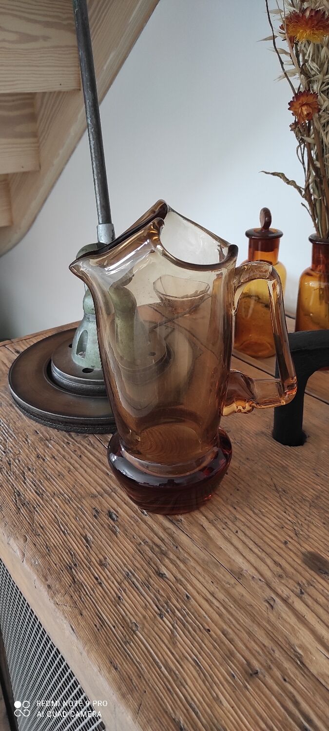 Amber glass carafe
