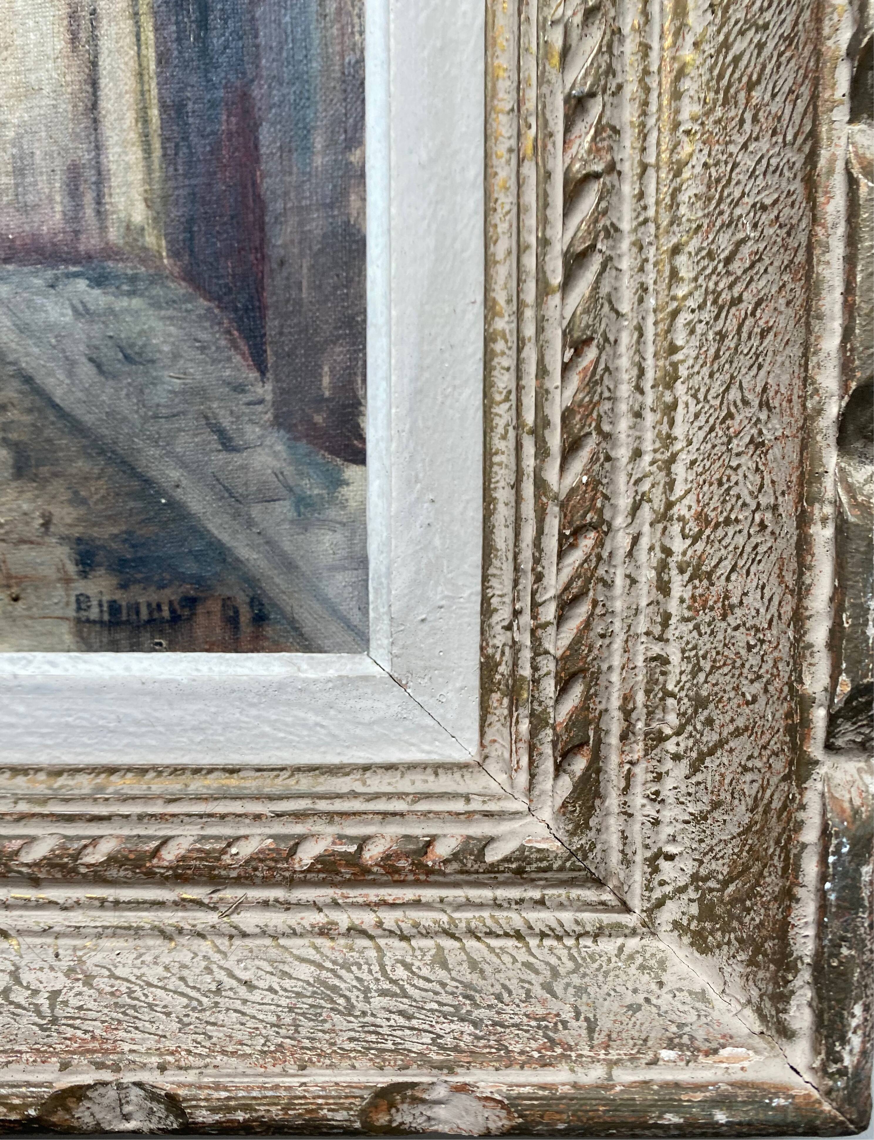 Painting "Rue de Montmartre" school of Paris HST signed with frame