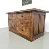 Solid oak trade counter, six drawers, France, circa 1920.