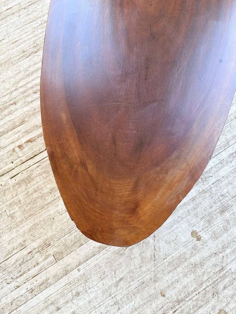 Table basse années 50 plateau bois exotique XXL