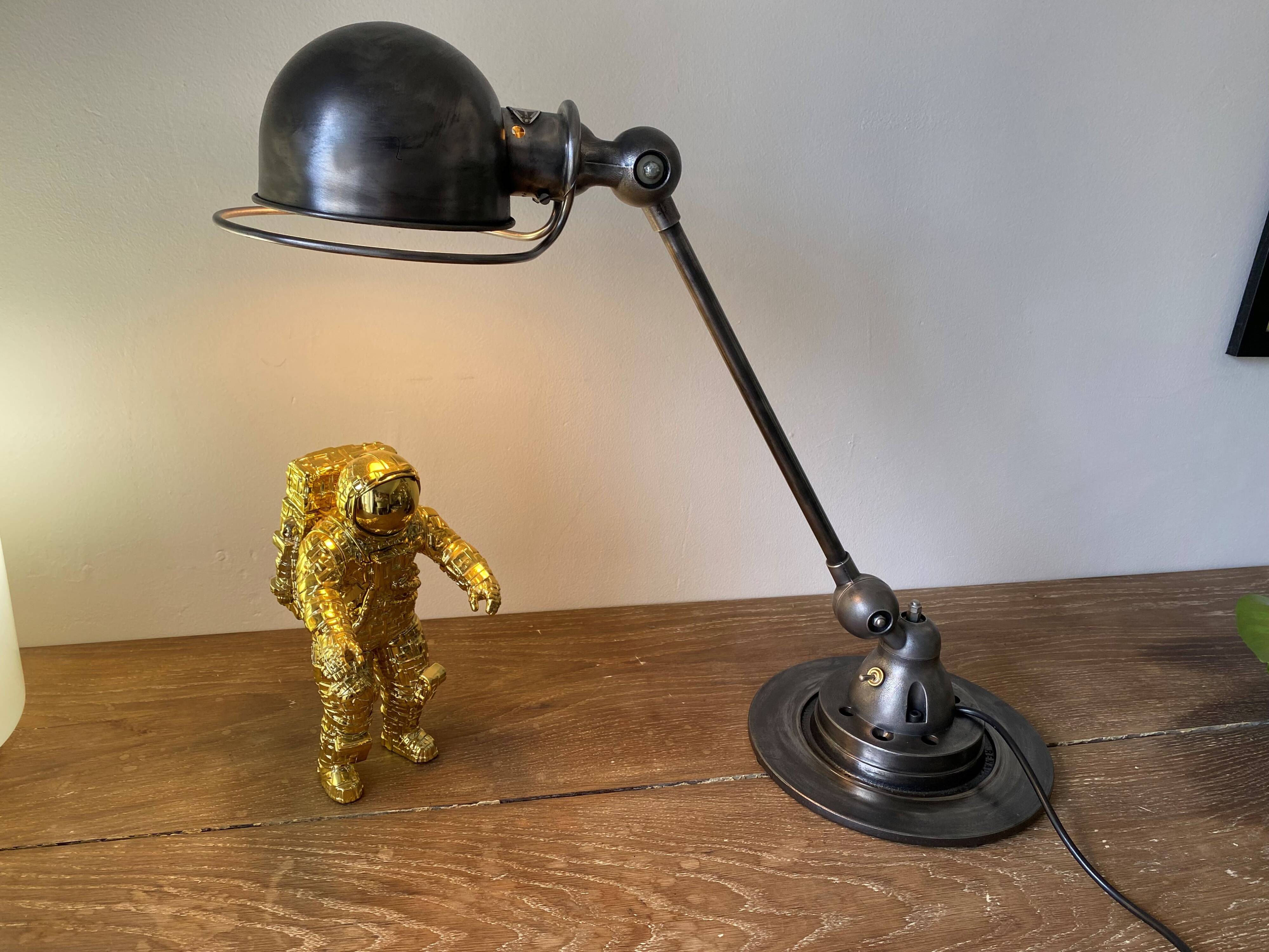 Jieldé lamp 1 arm 40cm industrial graphite Jean Louis Domecq 1950