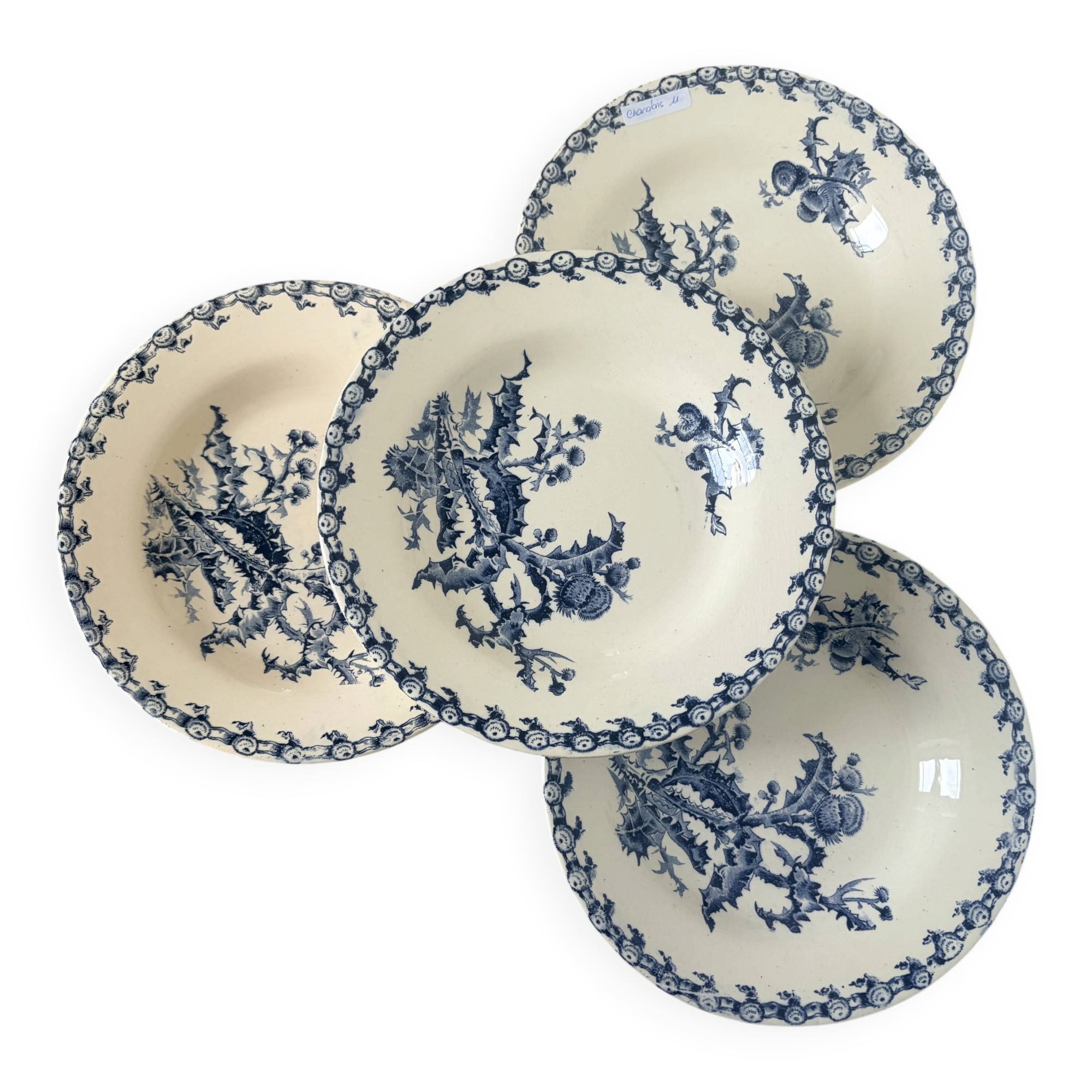 4 assiettes creuses Gien Chardons 260323