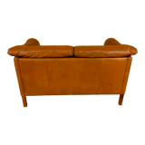Danish two seater tan leather Stouby sofa