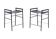 Pair of backless bar stools in blue leather and black metal.