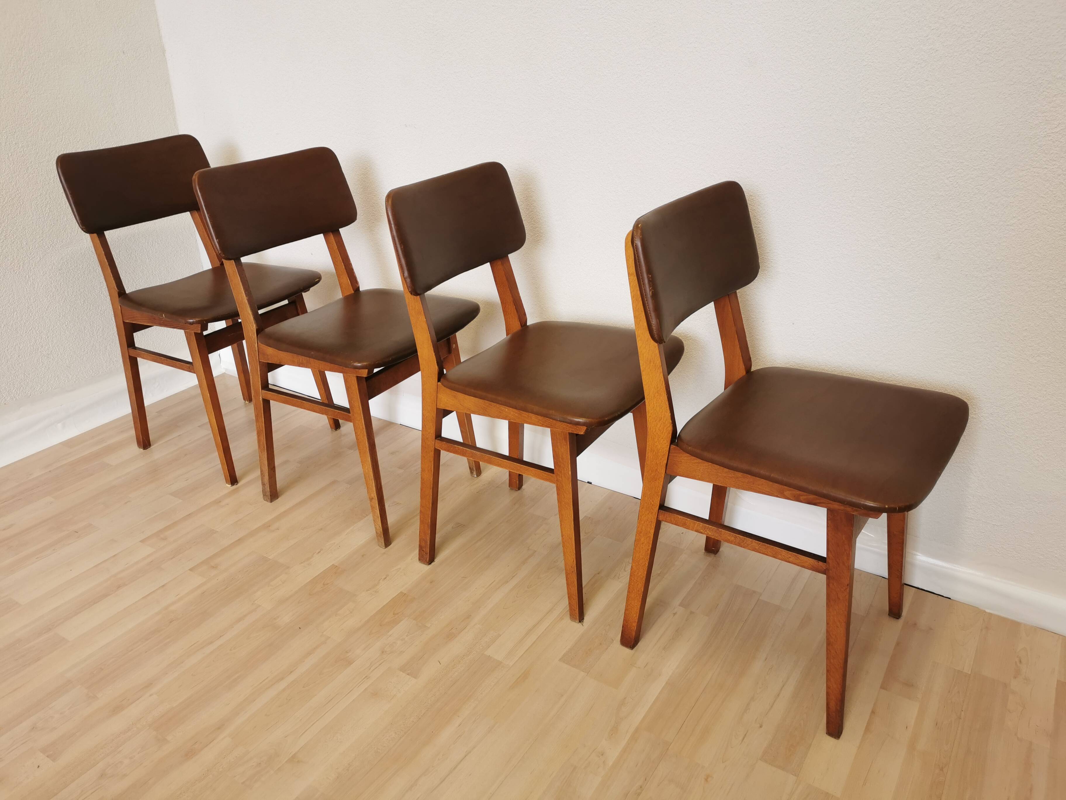 Vintage STOL Kamnik Dining Chairs (Set of 4): Mid-Century Leather Seat