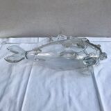 Ancien vase forme poisson verre soufflé