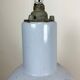 Bauhaus grey enamel industrial pendant lamp with glass cover, 1950s