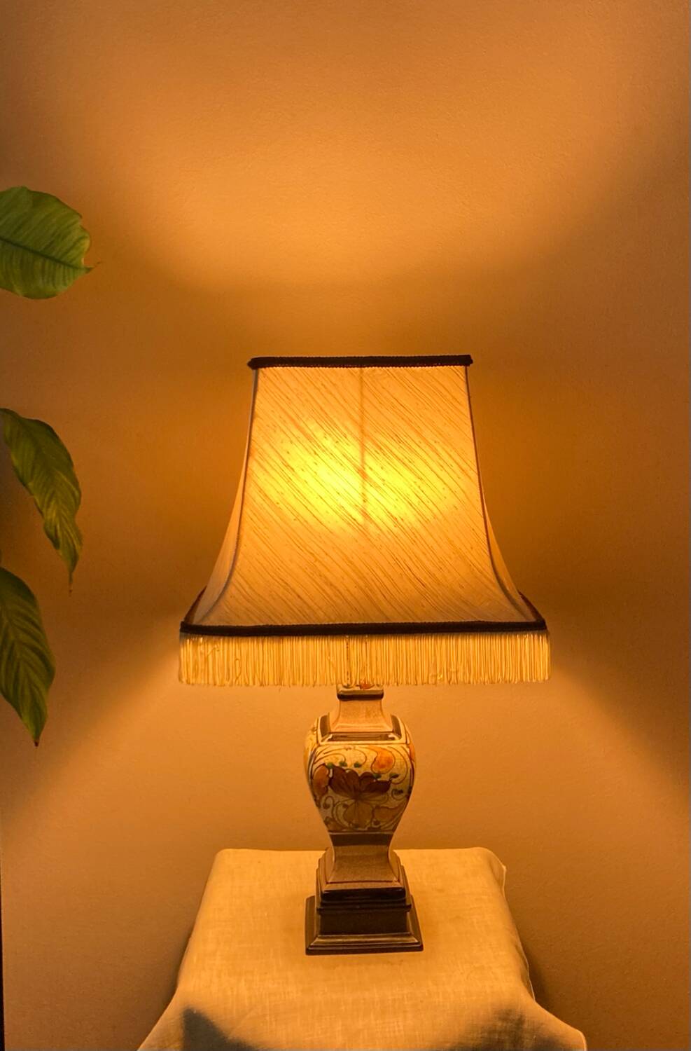 Living room lamp in cracked earthenware style, handmade decoration, 20th century