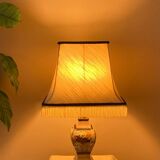 Lampe de salon en faïence façon craquelée décor fait main époque XXe
