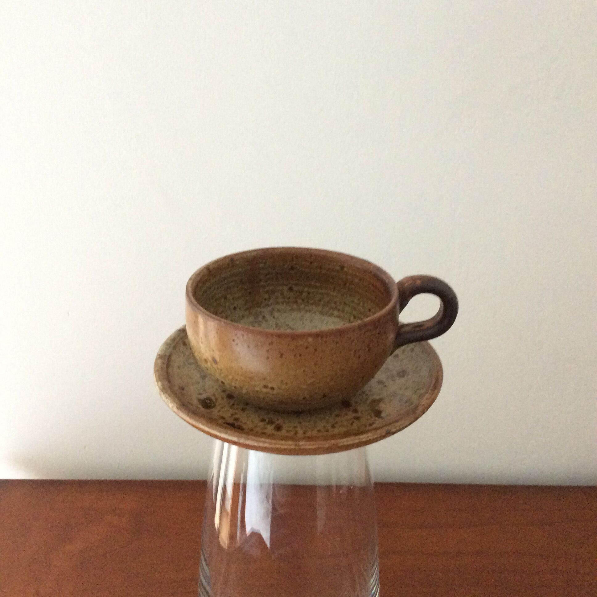 Lunch cup and under cup in stoneware - vintage