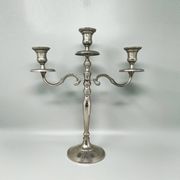 1950s Stunning Candelabra for Three Candles in Stainless Steel. Handmade. Made in Italy