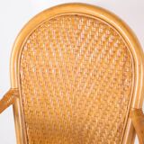 Paire de fauteuils en rotin et cuir tressé