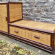 Storage cabinet in bamboo and vintage wicker, 60s