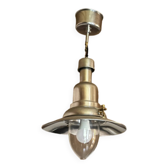 Large fisherman style pendant light, seaside, silver metal