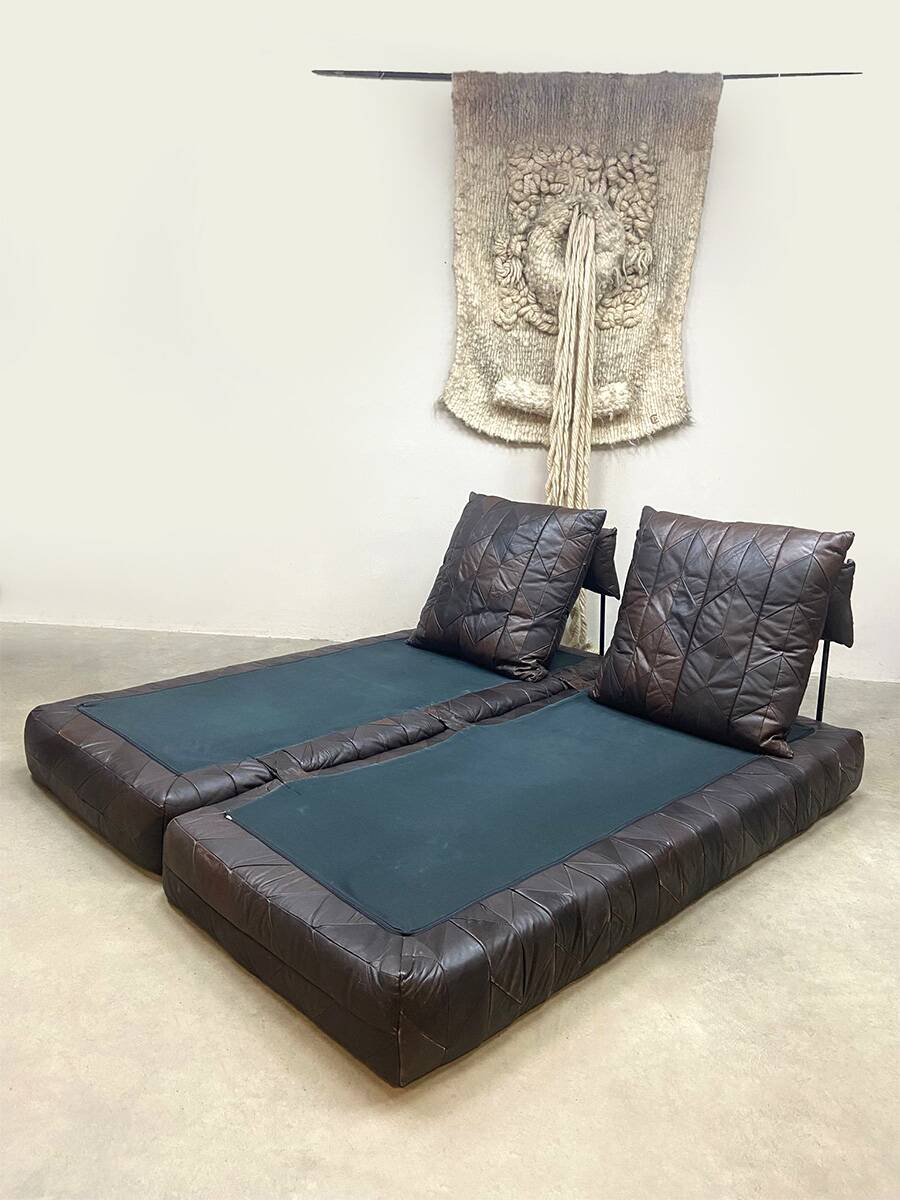 Vintage design leather sofa daybed ‘Patchwork’