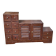 Asian-inspired staircase furniture in solid teak from the 1980s.
