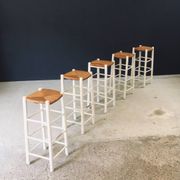Rustic Handcrafted High Stools, France, 1940s, Set of 5