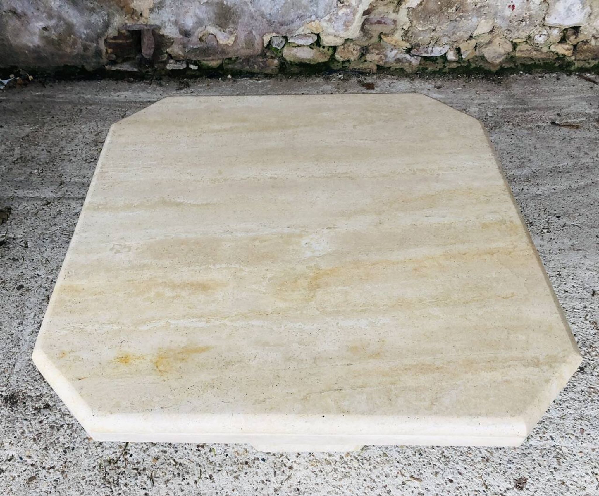 Table basse en travertin octogonale, vintage circa 70/80