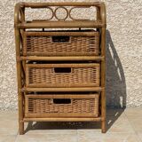 Cabinet with vintage rattan drawers