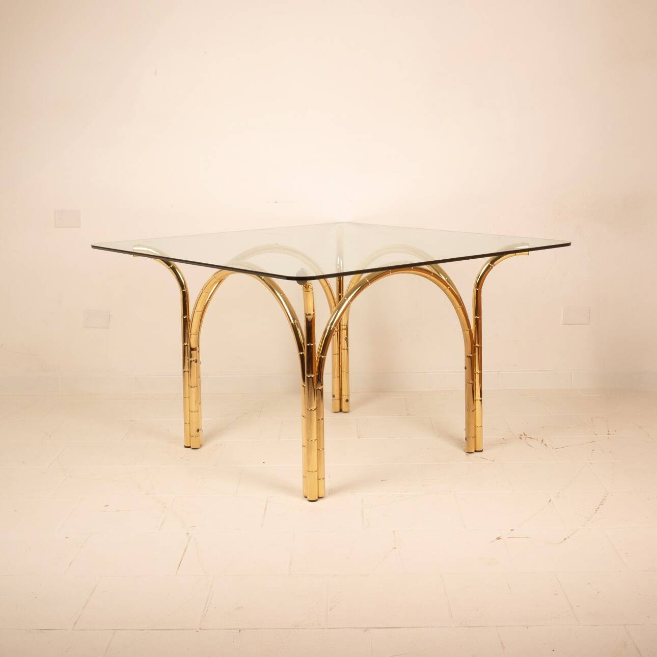 Tavolo in Cristallo e Ottone 1970 Manifattura Italiana