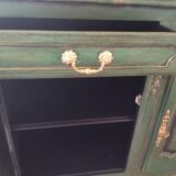 Buffet style Louis XV green and golden cerusé.