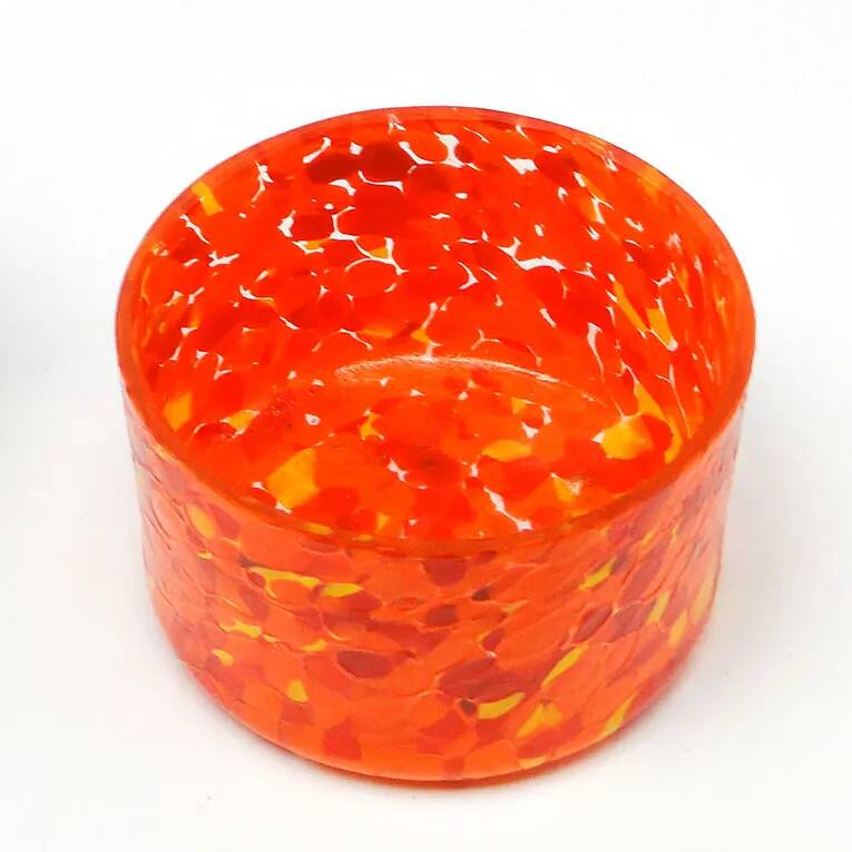 Art Nouveau sugar bowl, silver-plated brass, orange glass, Germany, early 20th century
