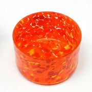 Art Nouveau sugar bowl, silver-plated brass, orange glass, Germany, early 20th century