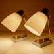 Pair of vintage table or bedside lamps, brass and glass, 50s 60s