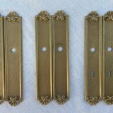 Vintage Lot of 3 Pairs of Heavy Brass Door Plates Lyon France