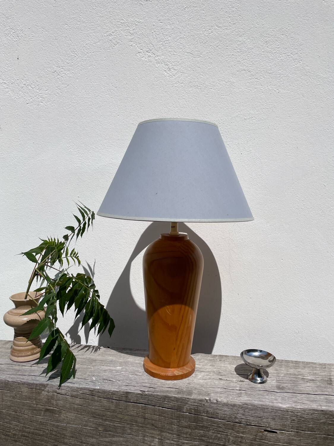 Large wooden lamp from IKEA, vintage design, 1980s