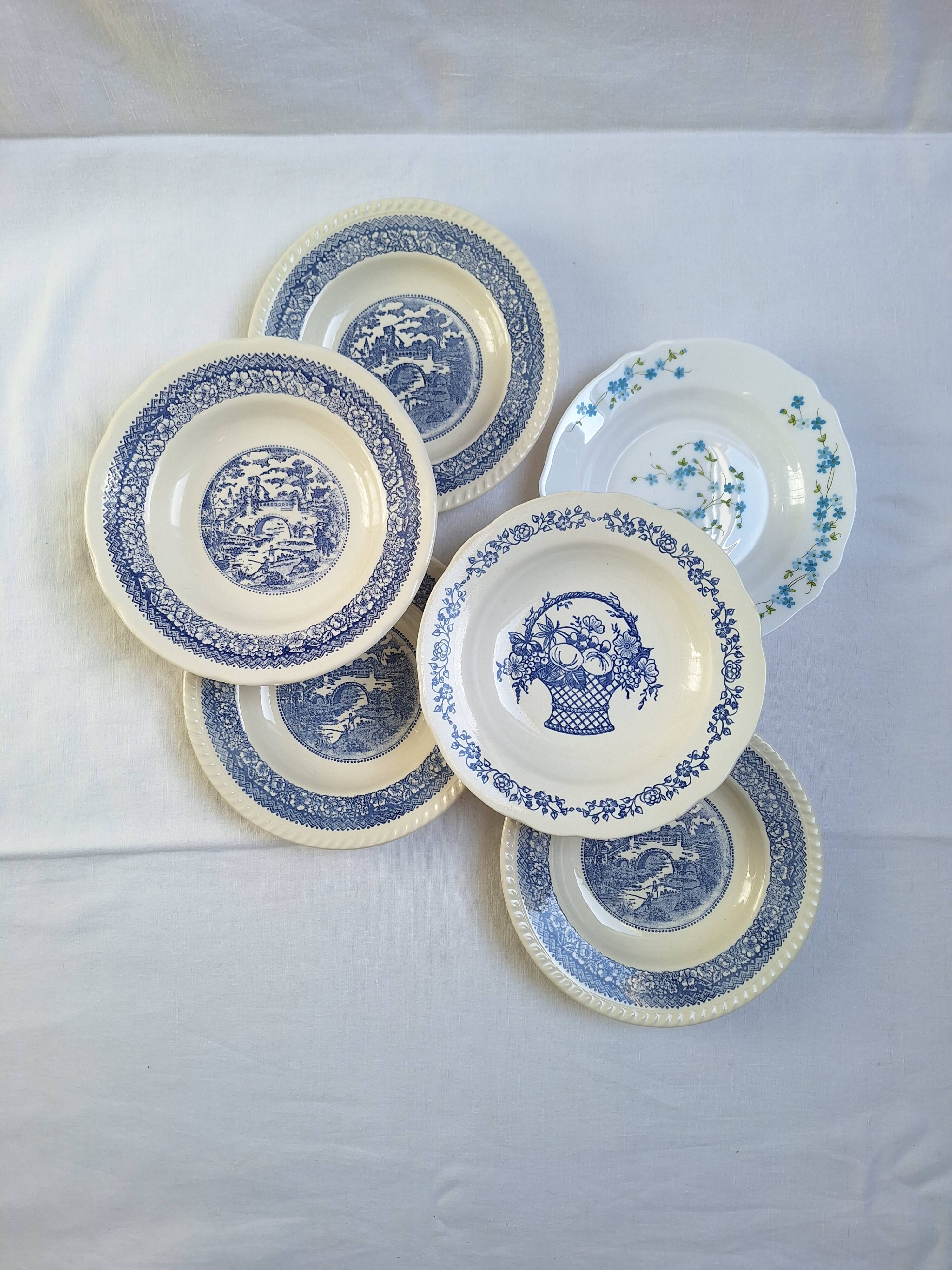 Vintage blue deep plates
