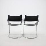1970s Set of Four Chrome and Leather Tubular Chairs, Czechoslovakia