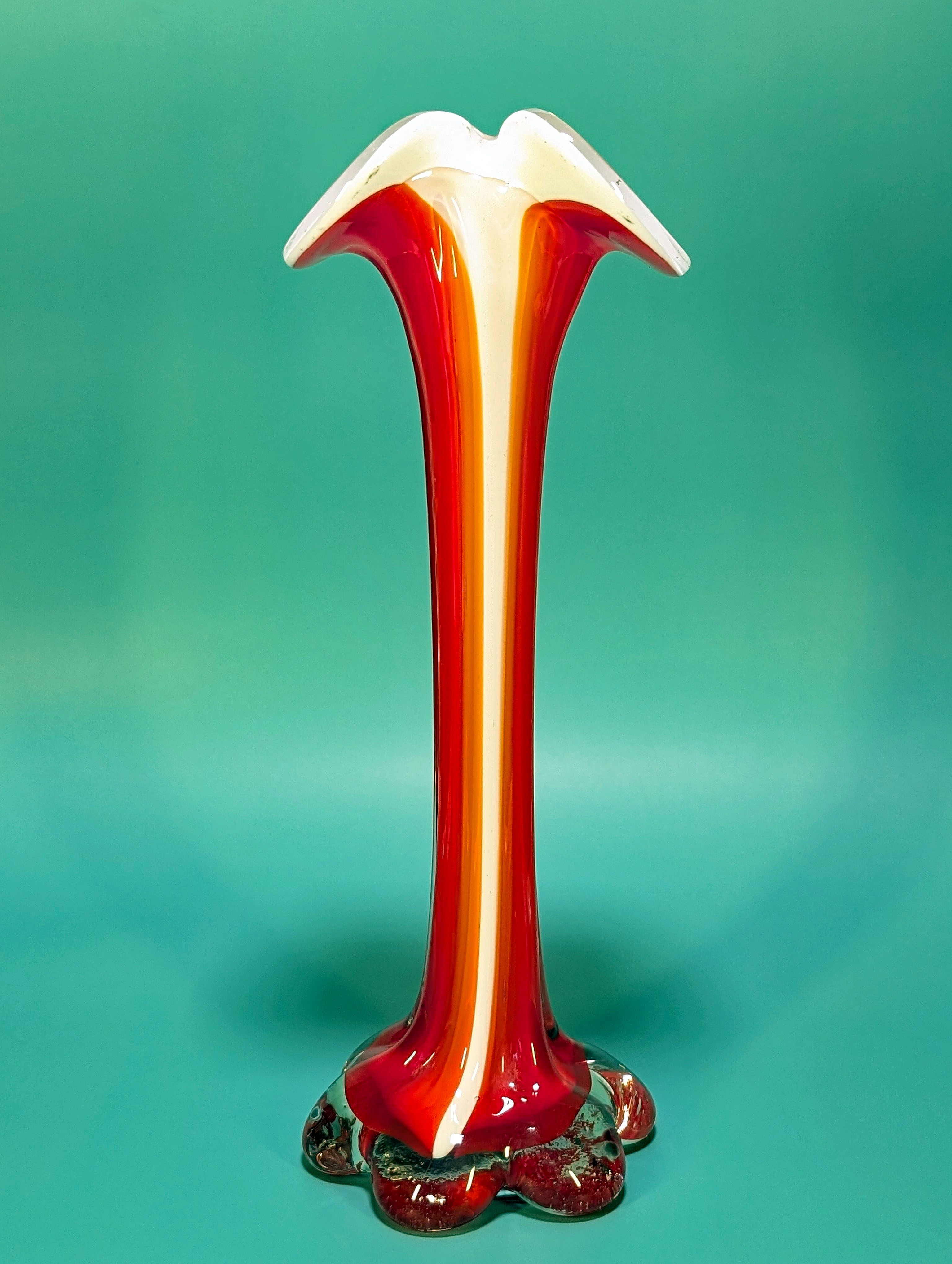 Murano Vase Soliflore "Coral" Vintage 60's Italy
