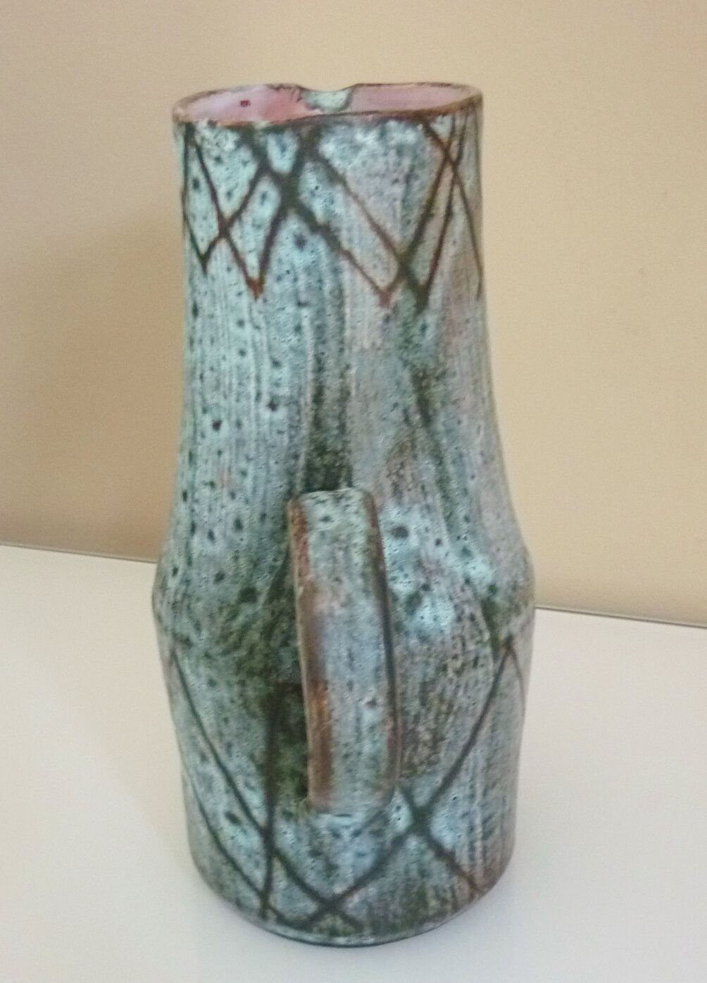 Pitcher signed Camos Vallauris, glazed ceramic, 60s/70s