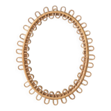Vintage oval mirror in rattan and bamboo
