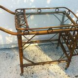 Bamboo serving trolley with wheels