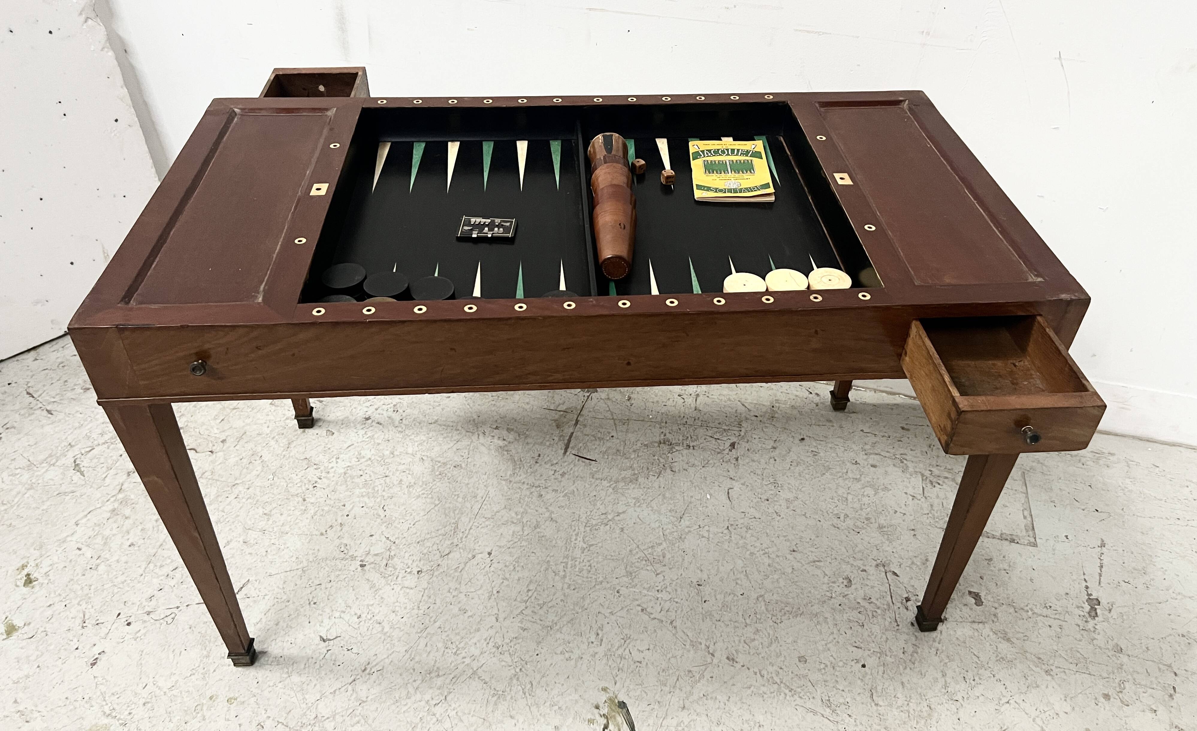Louis XVI period "Tric Trac" gaming table in 18th century mahogany.