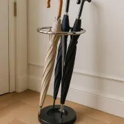 Grey lacquered metal designer umbrella stand, 1980s