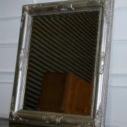Bevelled Sculpted Silver Rectangular Mirror