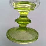 6 vintage champagne flutes with textured apple green base vemam italy