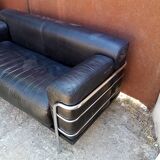 Vintage leather and chrome sofa