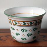 Cache Pot faïence Nevers signé Bernard et Lucet motifs floraux  ø 15,5 cm