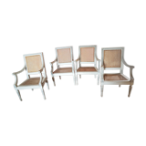 4 fauteuils italiens en bois et paille de Vienne