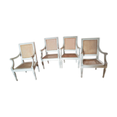 4 armchairs in Vienna straw and wood in Louis XVI style