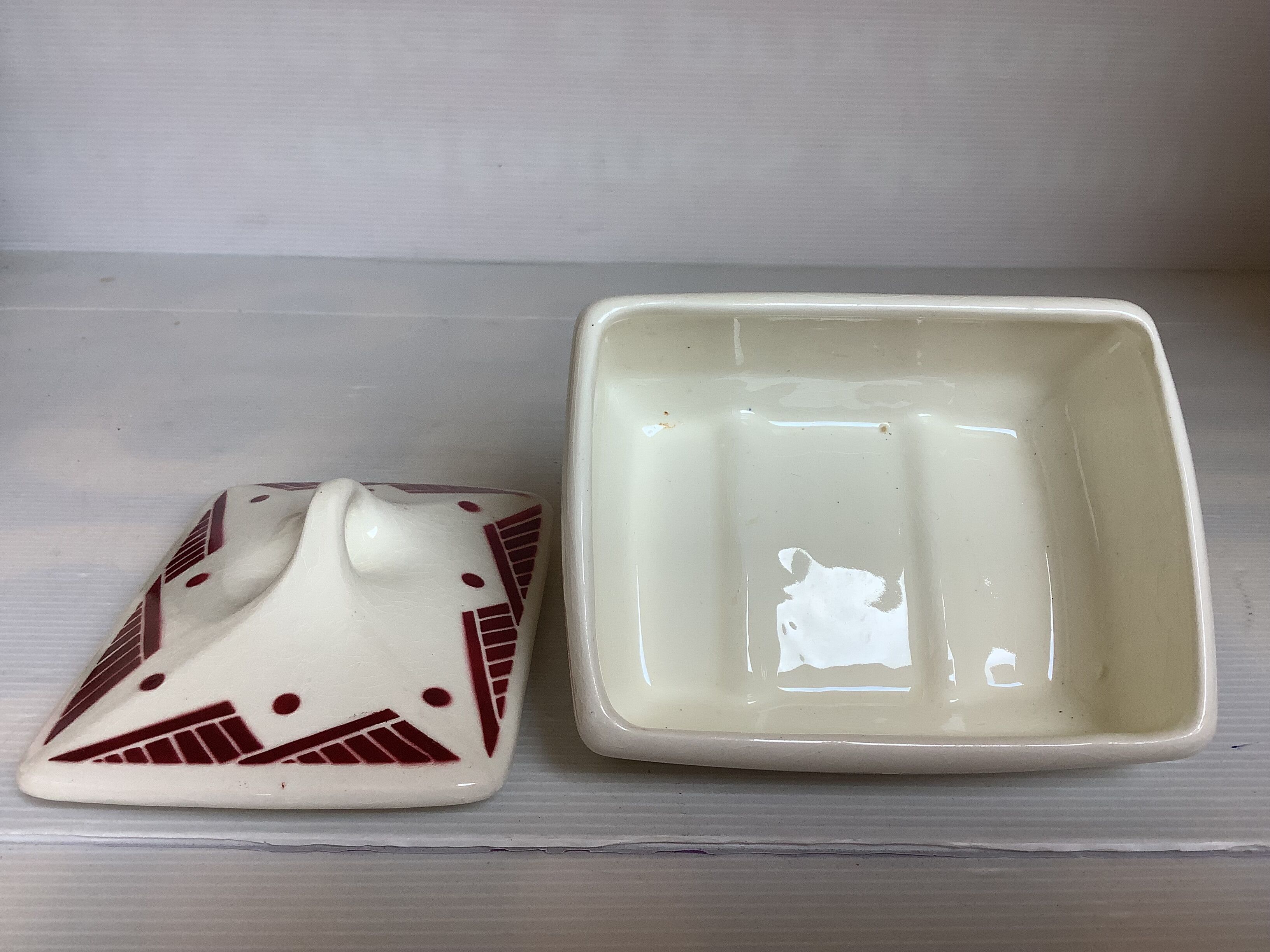 Burgundy geometric patterned catchall tray