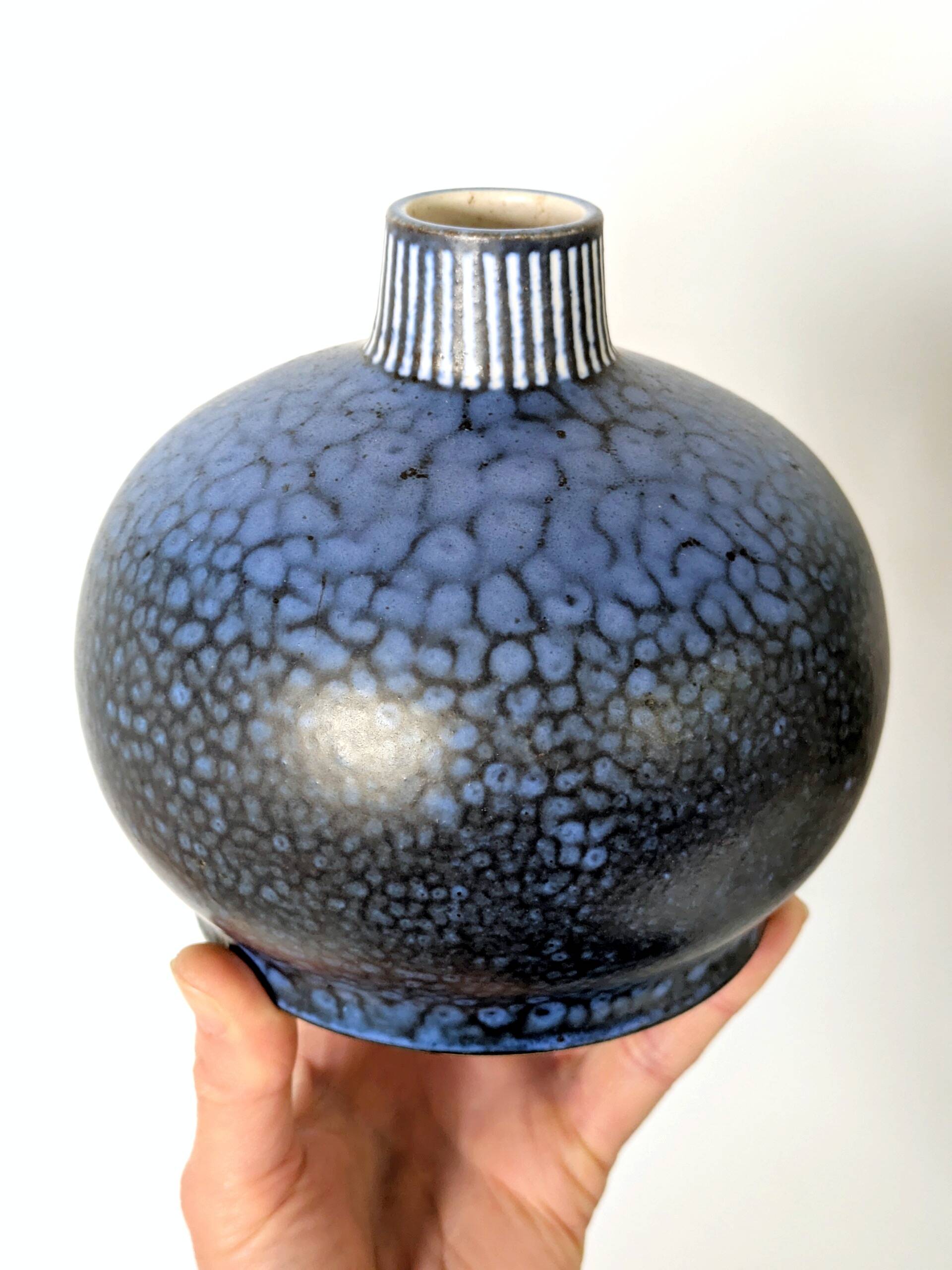 Vintage blue ceramic vase by Thoms Keramik, Germany, 1960s–1970s