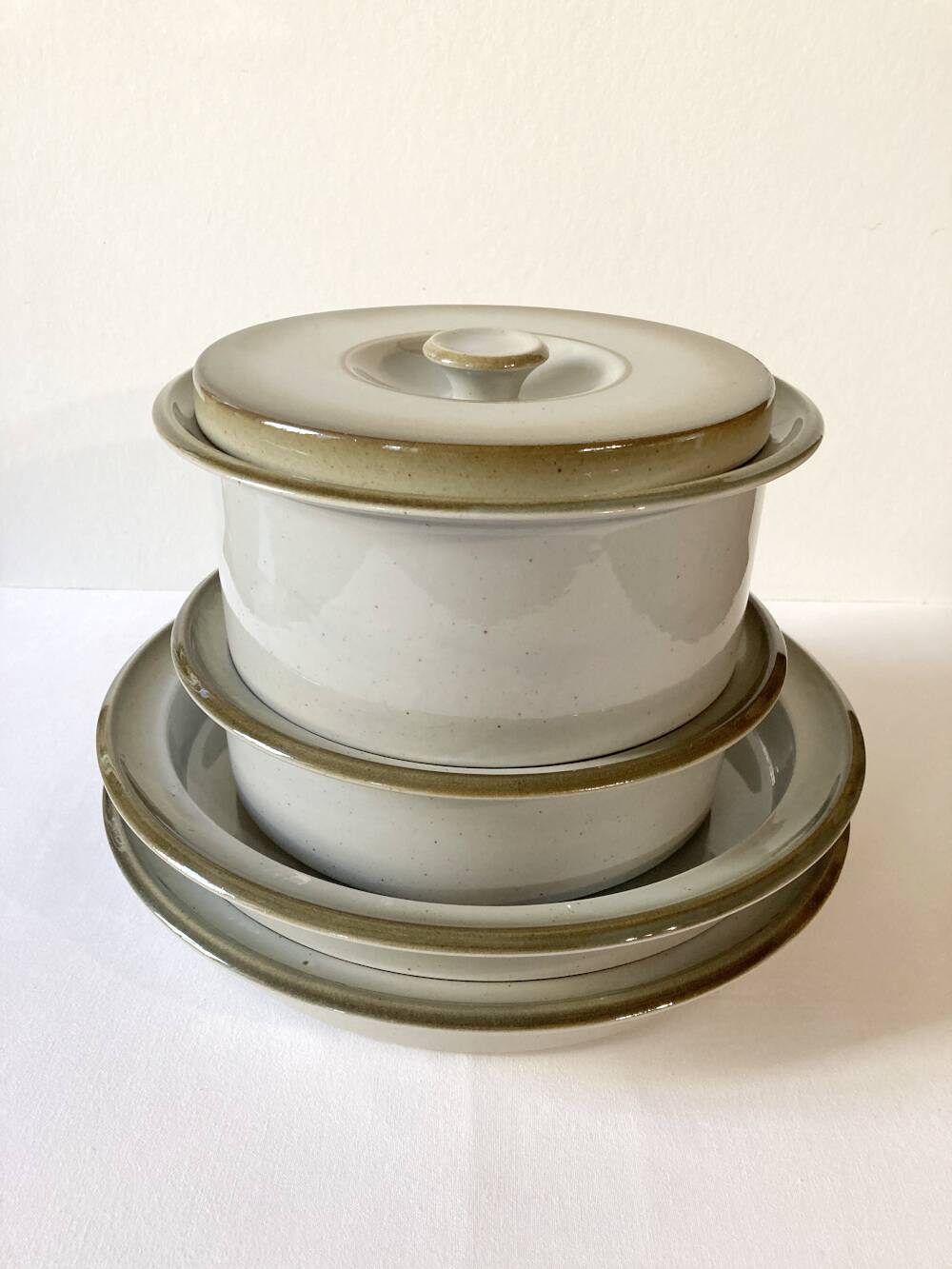 Duo of serving dishes in grand feu stoneware, Brenne earthenware