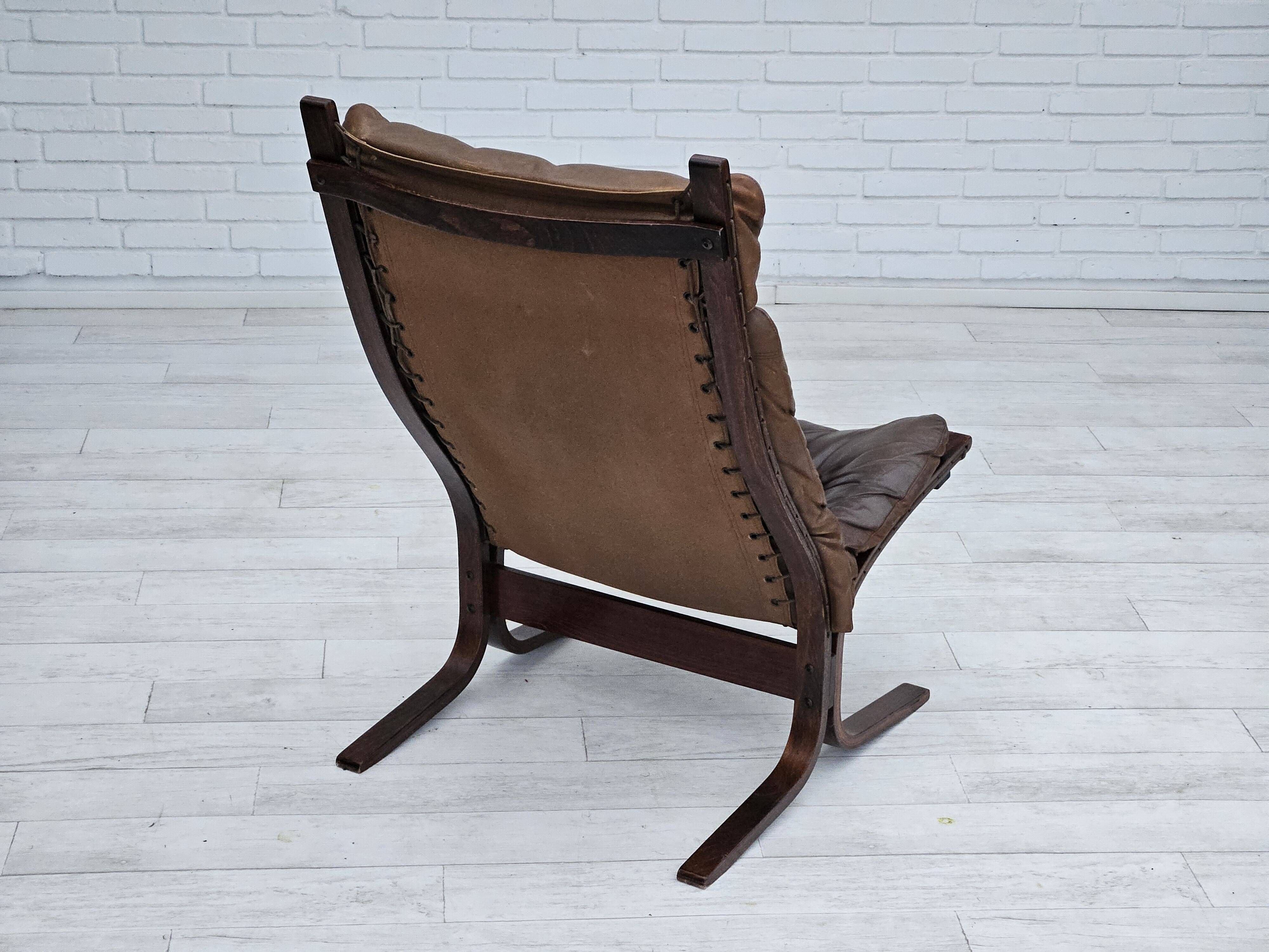 1970’s, Norwegian design, "Siesta" lounge chair by Ingmar Relling, leather, bentwood.