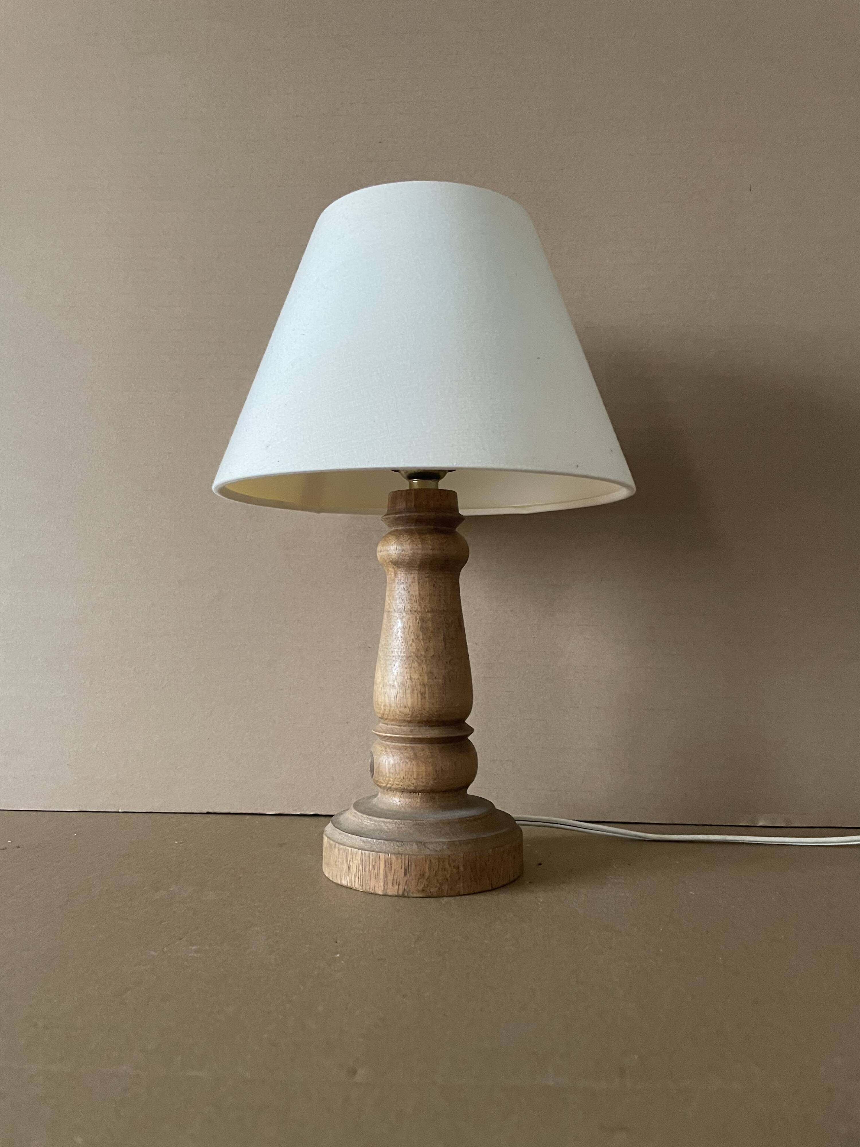 Small old turned wood lamp